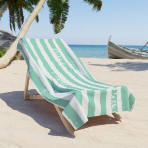 Sunny Days Hello Paradise Ocean Stripe Beach Towel
